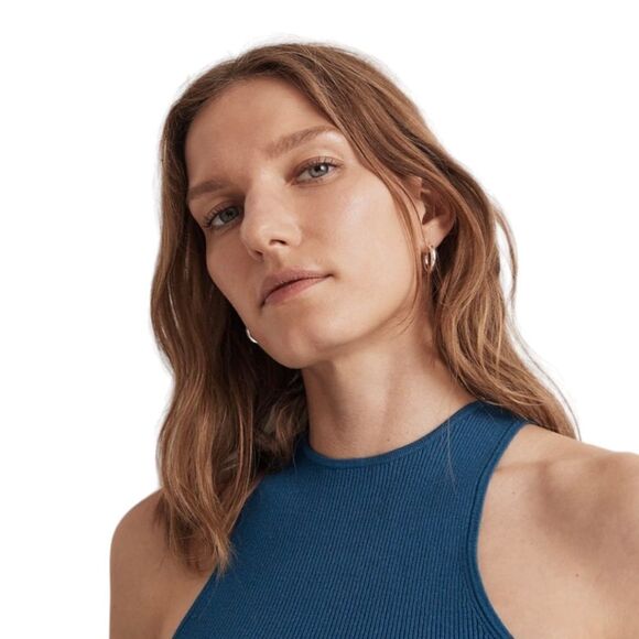 Madewell Sweater Cutaway Soft Ribbed Tank sz L NM596 In‎ Pacific Cove NWT - Picture 5 of 11